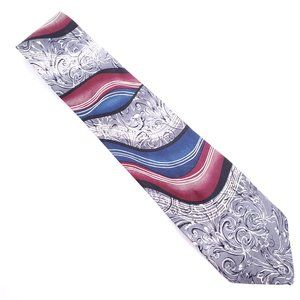 Bill Robinson Men 100% Silk Tie Grey Multicolor Size 58x4 - NWOT